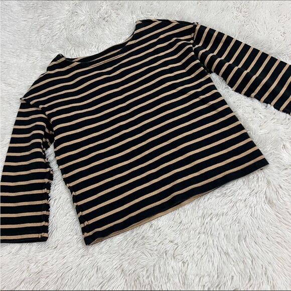 Madewell black & tan striped pullover small - Picture 1 of 8